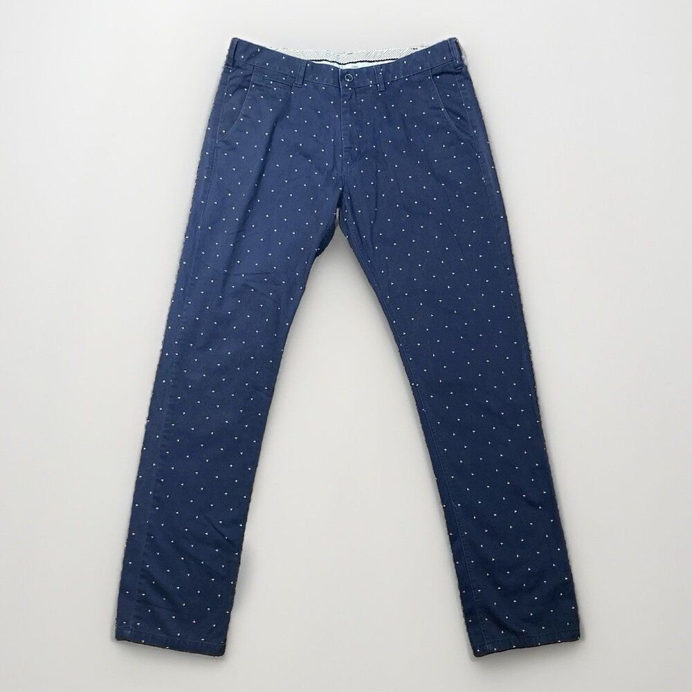 Van Heusen Sport Men's Navy Blue Slim Fit Aeroplane Patterned Trousers Pants 34